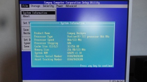Compaq info in BIOS